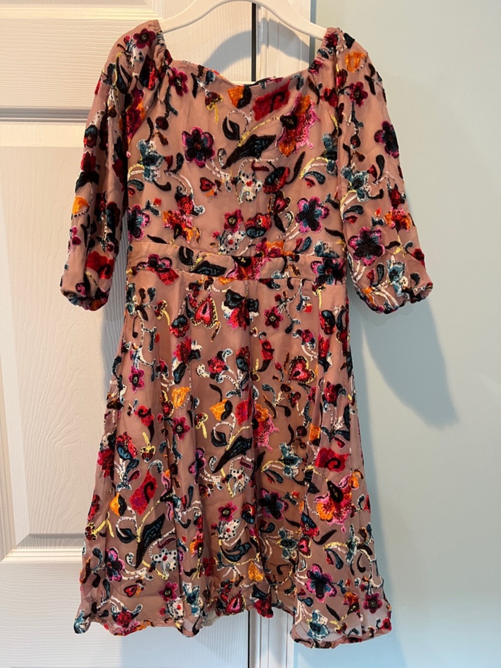Ivy City Co Pink Floral Velvet Appliqué Girls' Dress